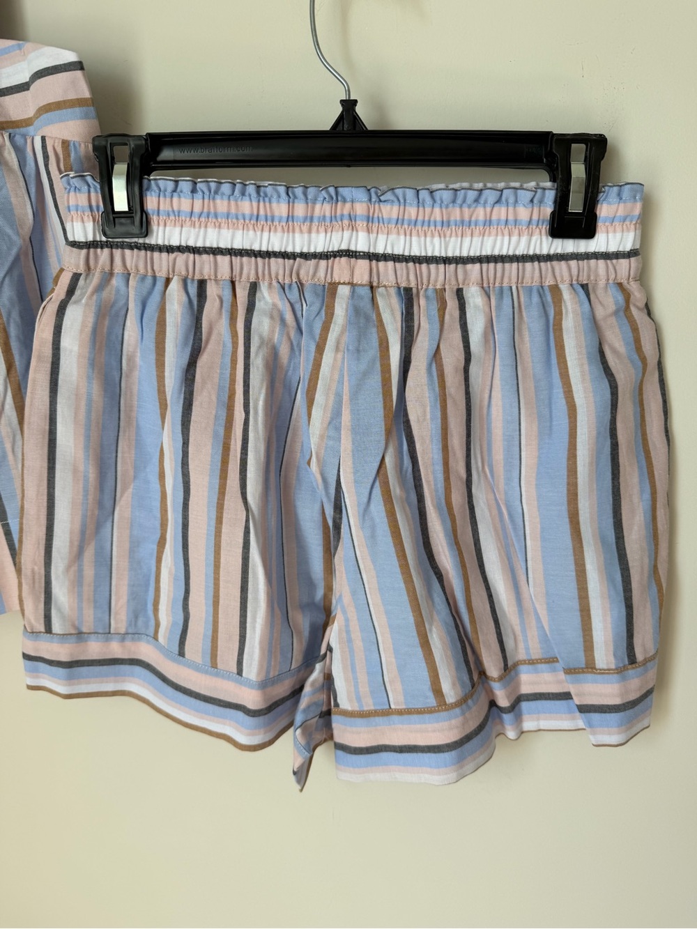 Caroline Constas Pink Blue and Tan Striped cotton Tank Top and shorts set - Picture 4 of 7